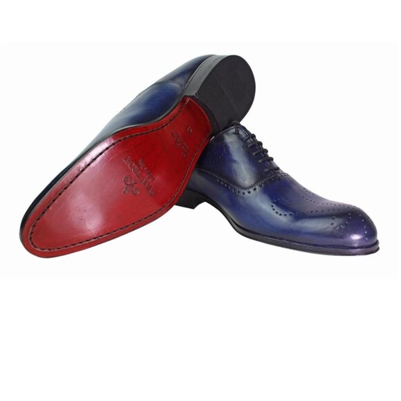 Alberto Oxford Blue Italian Leather Shoes